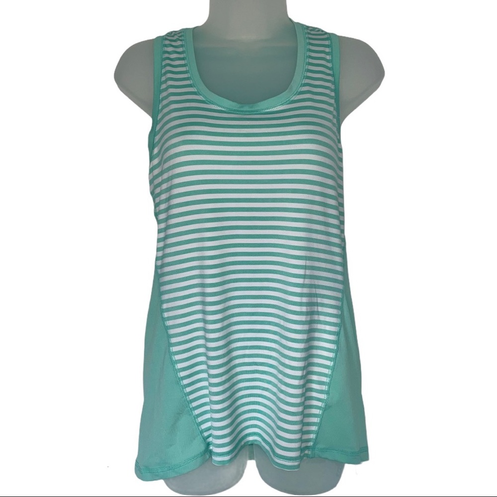 Green White Stripes Workout Tank Top